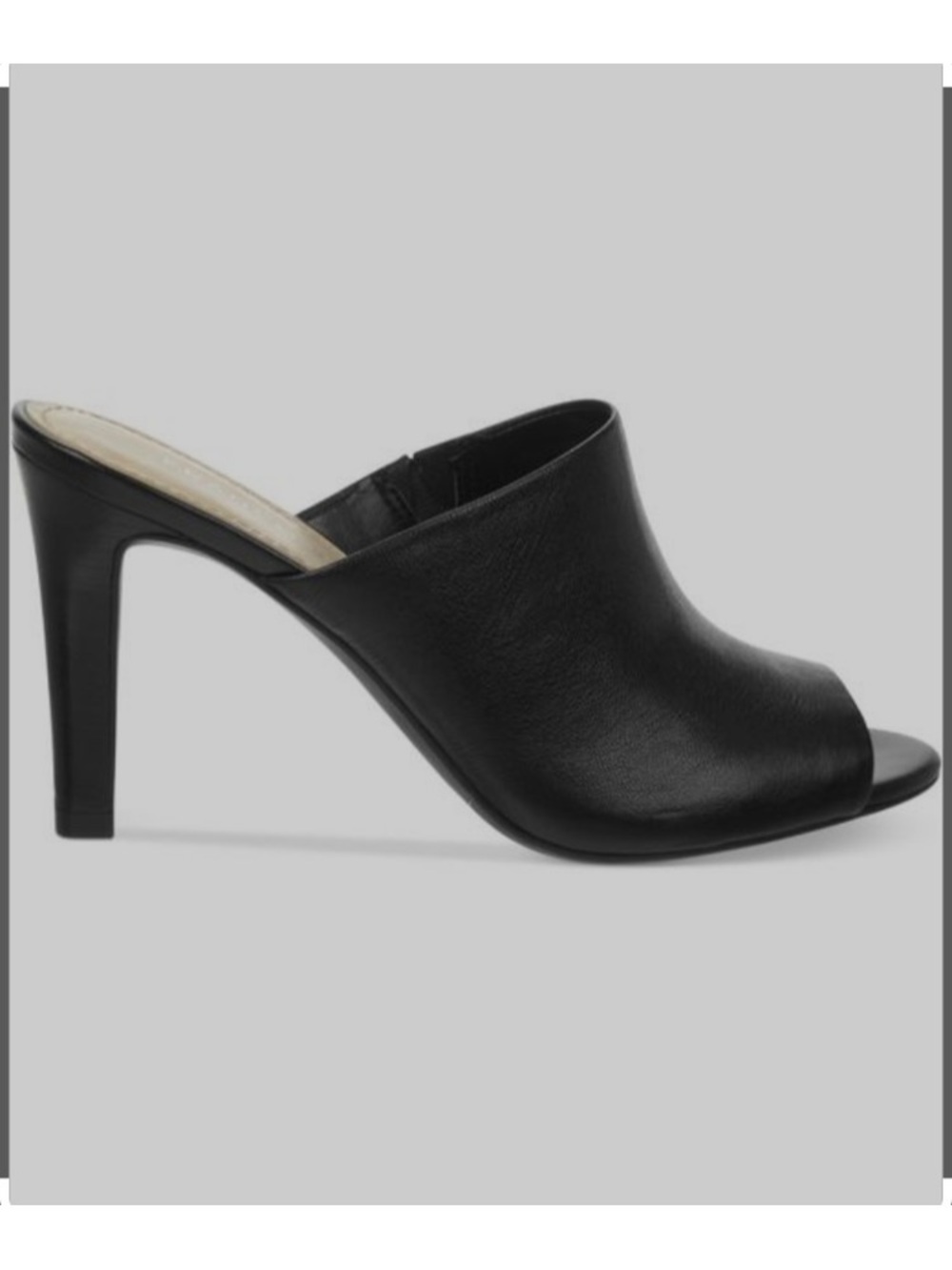 Franco Sarto Quala Black Leather Open-Toe Mule
